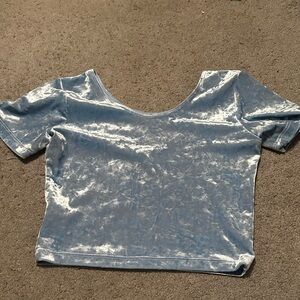 Blue crushed velvet shirt